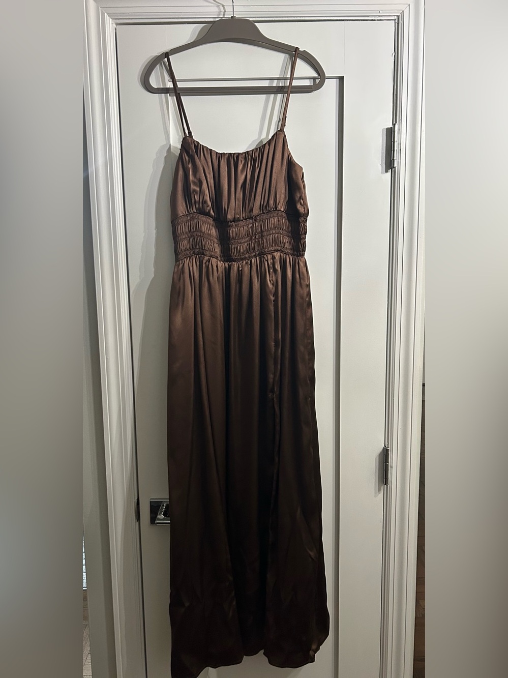 Abercrombie & Fitch Brown Satin Maxi Dress